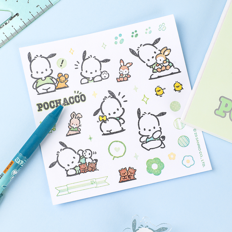 SANRIO-POCHACCO KT81215 NOTEPAD WITH 1 STICKER SHEET, 2 DESIGNS