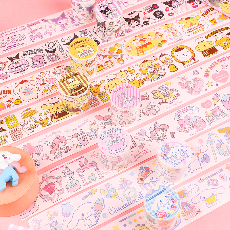 SANRIO KT86557 SCRAPBOOK ADHESIVE TAPE, 4 DESIGNS (KUR, CIN, MY, POM)