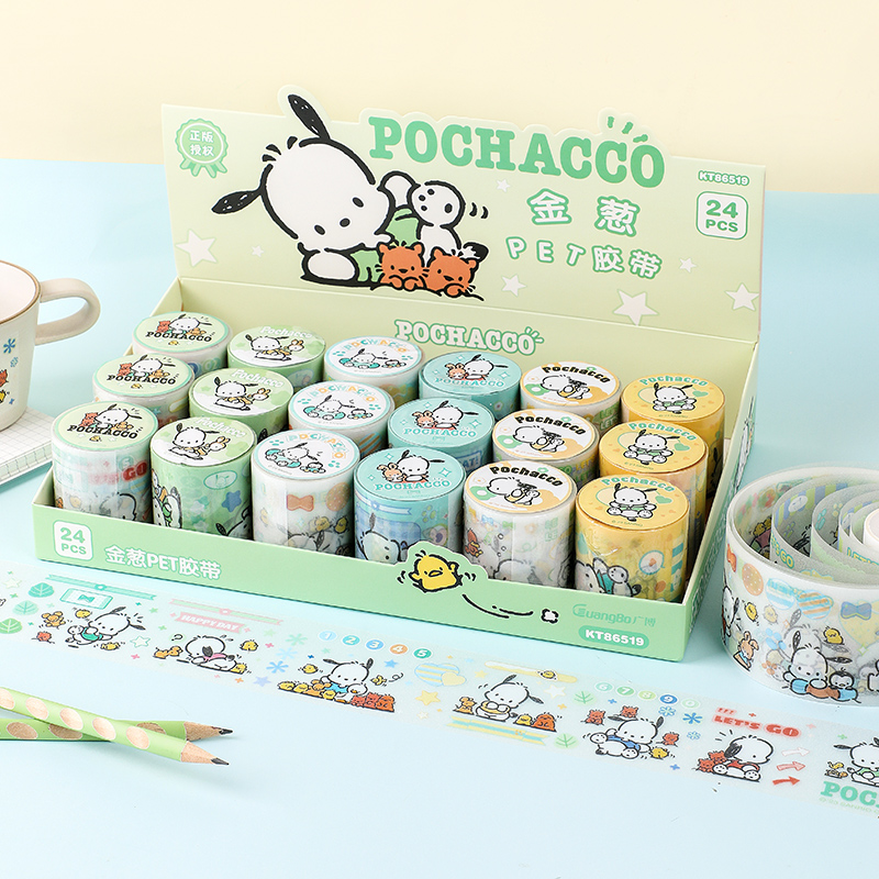 SANRIO-POCHACCO KT86519 SCRAPBOOK ADHESIVE TAPE(WASHI), 3M*5CM, 6 DESIGNS