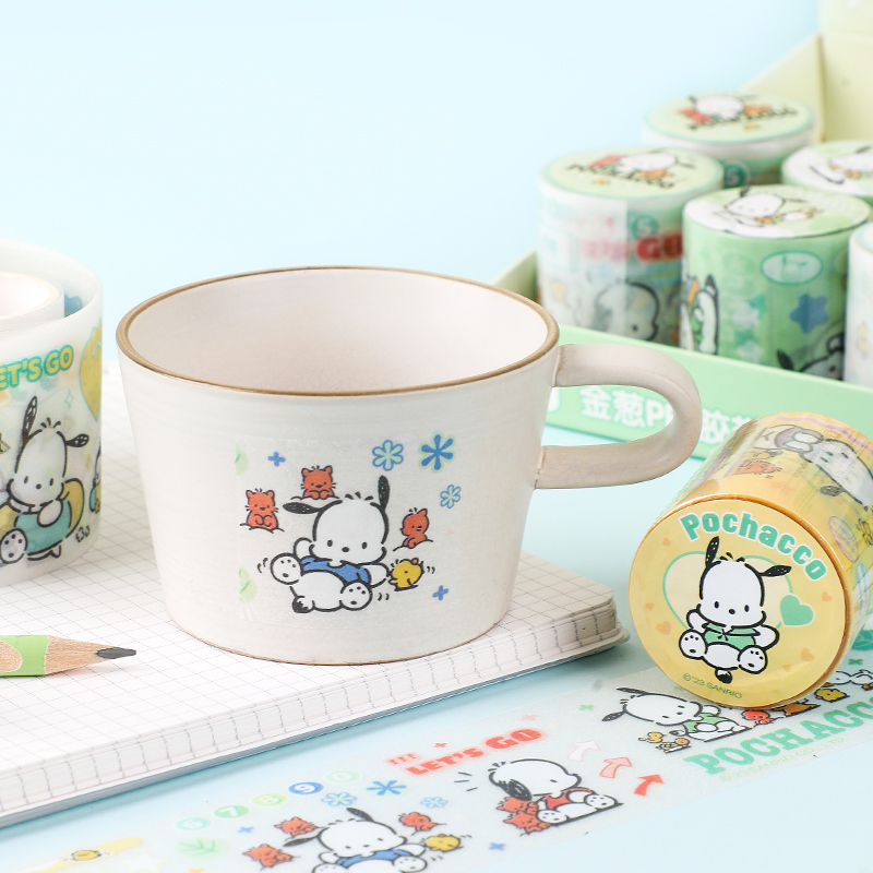 SANRIO-POCHACCO KT86519 SCRAPBOOK ADHESIVE TAPE(WASHI), 3M*5CM, 6 DESIGNS