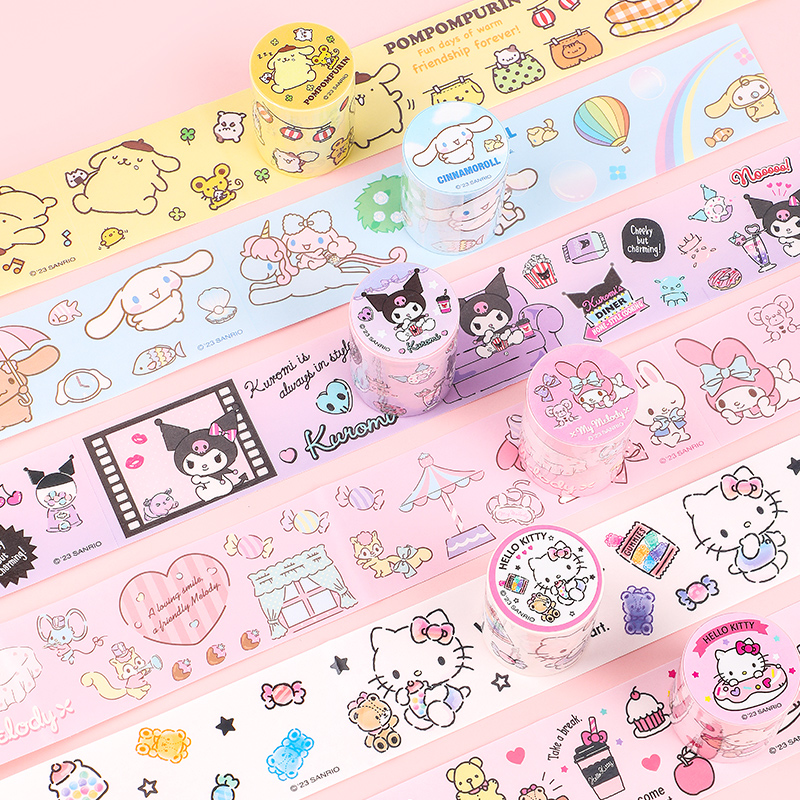 SANRIO KT86559 SCRAPBOOK ADHESIVE TAPE SPECIAL OIL (WASHI) 5 DESIGNS (CIN, HK, KUR, MY, POM)