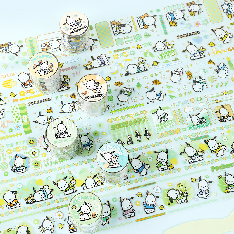 SANRIO-KT86518 POCHACCO SCRAPBOOK ADHESIVE TAPE PET (WASHI) 6 DESIGNS