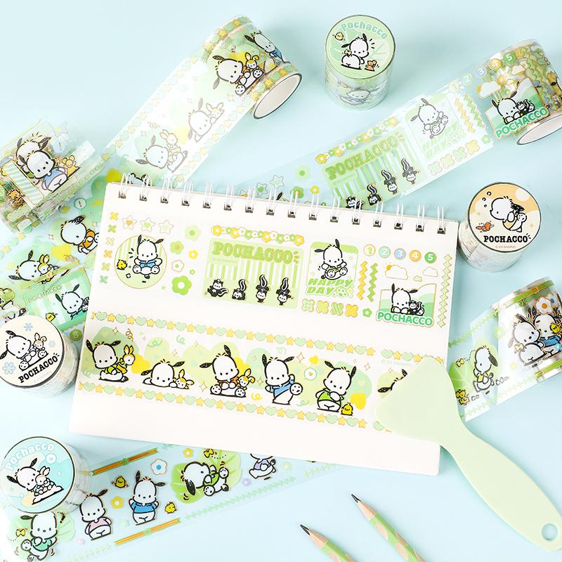 SANRIO-KT86518 POCHACCO SCRAPBOOK ADHESIVE TAPE PET (WASHI) 6 DESIGNS