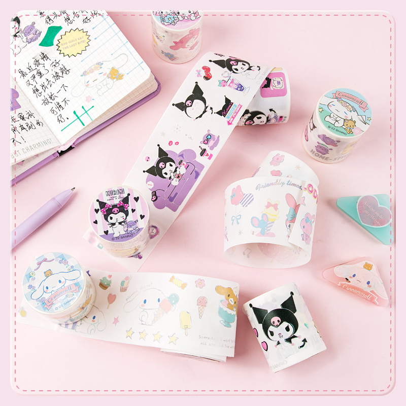 SANRIO-KT86502 SCRAPBOOK ADHESIVE TAPE (WASHI) 4 DESIGNS (KUR, CIN, MY)