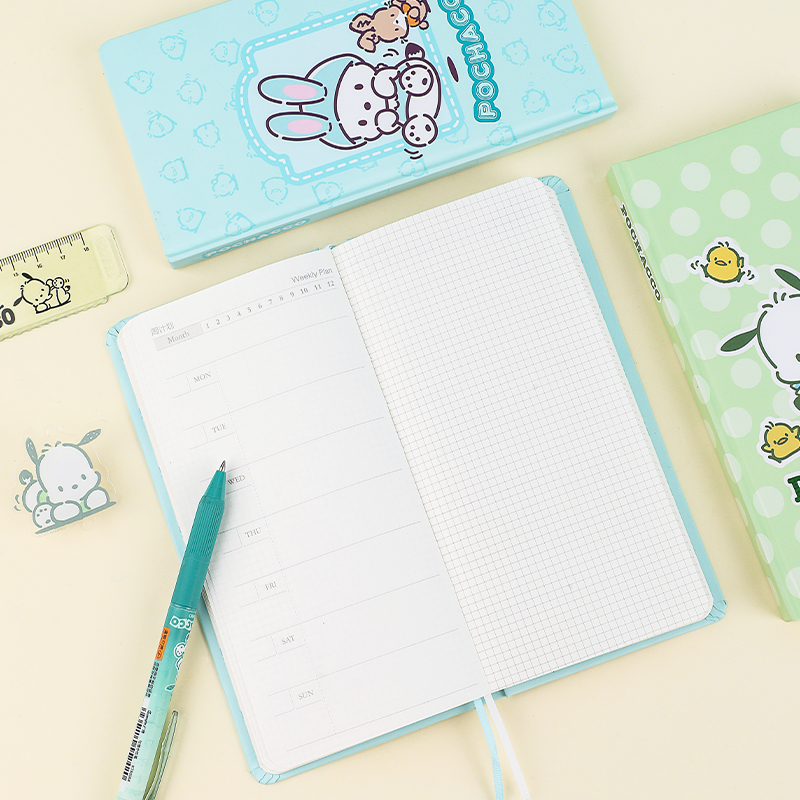 SANRIO- POCHACCO KT81213 WEEKLY PLANNER NOTEBOOK, 96 SHEETS, GRID