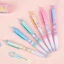 SANRIO-KT82052 RETRACTABLE GEL PEN 0.5MM, BLACK INK CASE COLOR: BLUE, GREEN, PINK, PURPLE, YELLOW (CIN, HK, KUR, MY, POCH, POM)