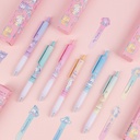 SANRIO-KT82052 RETRACTABLE GEL PEN 0.5MM, BLACK INK CASE COLOR: BLUE, GREEN, PINK, PURPLE, YELLOW (CIN, HK, KUR, MY, POCH, POM)