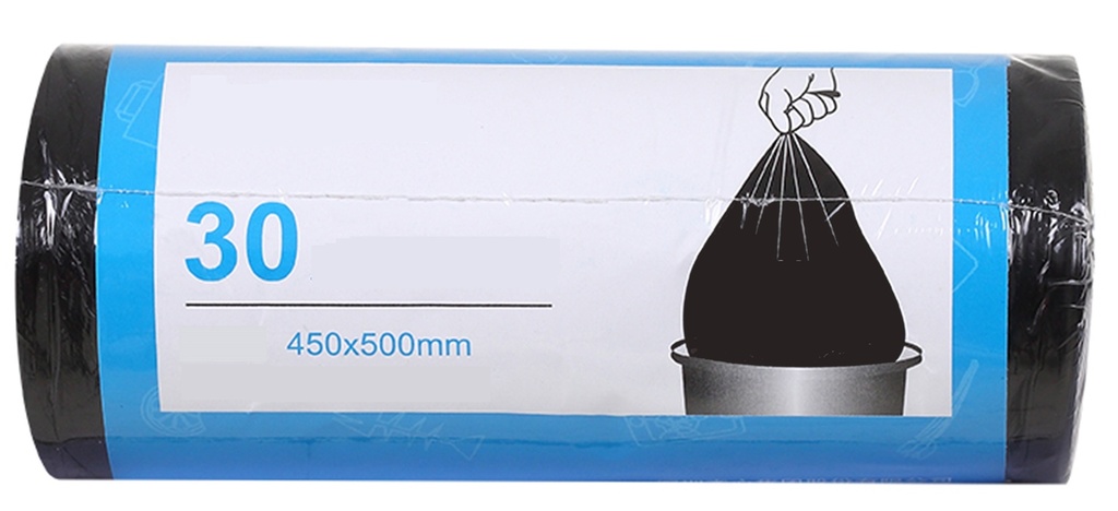 TRASH BAG, 30 PCS. PER ROLL, 450*500MM, 0.006MM THICKNESS, BLACK