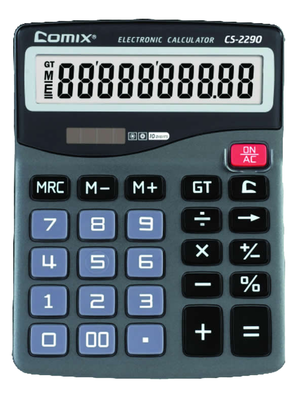 COMIX 10 DIGITS MEMORY FUNCTION CALCULATOR, DUAL POWER