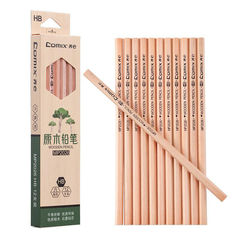 COMIX WOOD HEXAGON PENCIL (12CT) HB BLACK