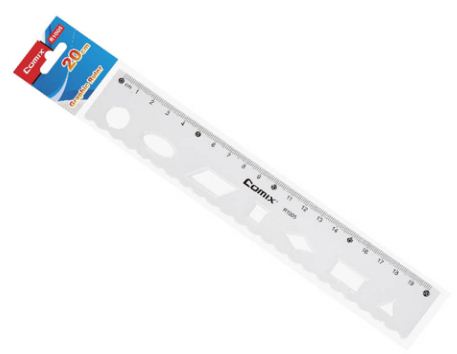 COMIX TRANSPARENT RULER, 8&quot;/20 CM HIGHLIGHT EVERY 5 CM