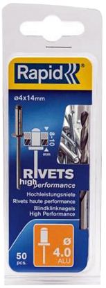 RAPID HIGH PERFORMANCE RIVETS 4X14MM + DRILL BIT (1PC) 
50PCS PER PACK