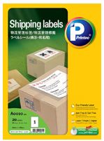 PRINTEC SHIPPING LABEL, 20 SHEETS/PACK