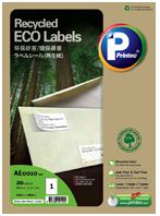 PRINTEC ECO LABEL, 20 SHEETS/PACK