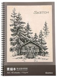 [C1521] COMIX SKETCH BOOK SPIRAL BOUND, A4 40 SHEETS, ASSTD DESIGN