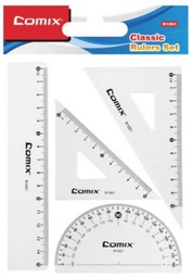 [R1001] COMIX 15CM RULER, TRIANGLE &amp; PROTRACTOR, TRANSPARENT